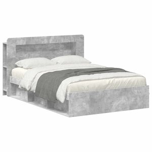 vidaXL Cadre de lit avec rangement Gris béton 140 x 190 cm