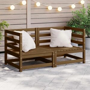 vidaXL Canapés d'angle de jardin 2 Pièces marron miel bois de pin solide