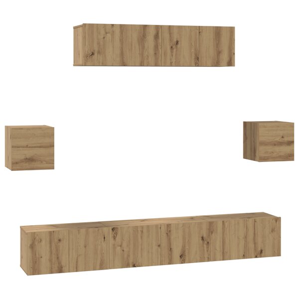 vidaXL Ensemble meuble TV 7 Pièces chêne artisanal 80 x 30 x 30 cm