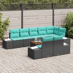vidaXL Ensemble de canapé de jardin avec coussin 9 Pièces Noir Poly rotin
