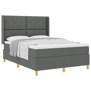 vidaXL Lit à ressorts avec matelas Gris foncé 160 x 200 cm tissu