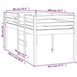 vidaXL Lit haut Marron miel 90x200 cm Bois de pin massif