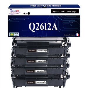 T3AZUR -4x Toners compatibles avec HP Q2612A (12A) pour HP LaserJet 3015  3020  3030  3050  3052  3055  M1005  M1005MFP  M1300MFP  M1319MFP