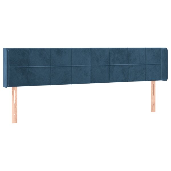 vidaXL Tête de lit avec oreilles Bleu foncé 203x16x78/88 cm Velours