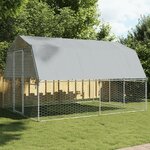 vidaXL Cage à oiseaux avec toit et porte argenté acier galvanisé