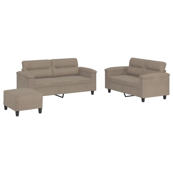 vidaXL Ensemble de canapés 3 Pièces avec coussins taupe tissu microfibre