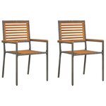 vidaXL Chaises de jardin empilables - 2 pièces en poly rattan gris