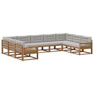 vidaXL Ensemble de canapés d'extérieur 9 pc Naturel et gris clair