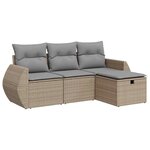 vidaXL Salon de jardin avec coussins 4 Pièces beige résine tressée