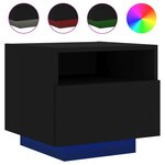 vidaXL Armoires de chevet avec lumières LED 2 Pièces noir 40x39x37 cm