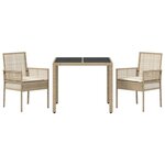 vidaXL Ensemble de salle à manger pour jardin 3 Pièces Beige Poly rotin