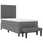vidaXL Lit avec Sommier et Matelas & Banquette Gris Foncé 90x200 cm Tissu