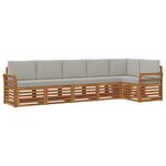 vidaXL Ensemble de canapés d'extérieur 6 pc Gris Naturel et Clair