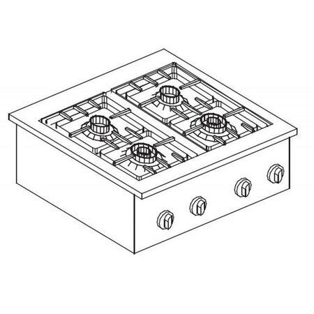 Réchaud à gaz drop-in - 4 feux 3 5 kw et 5 5 kw - combisteel - nvt. - acier inoxydable 600x600x270mm