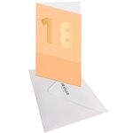 Carte D'anniversaire 18 Ans En Or - Orange - A Message - Pour Ados Garçon Fille - 11 5 X 17 Cm - Draeger paris