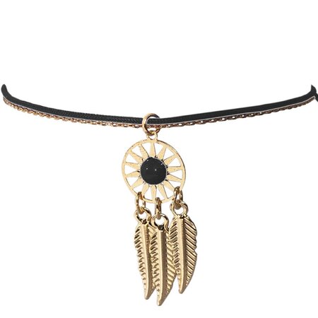 Bracelet noir pour femme fantaisie thème indien finition dorée