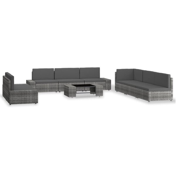 vidaXL Salon de jardin 9 Pièces Résine tressée Gris