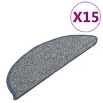 vidaXL Tapis de marches d'escalier 15 Pièces Bleu 56x17x3 cm