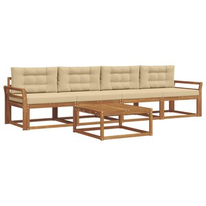 vidaXL Ensemble de canapés d'extérieur 5 Pièces Naturel et Beige
