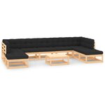 vidaXL Salon de jardin 10 Pièces avec coussins anthracite Pin massif