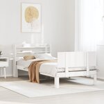 vidaXL Cadre de lit avec tête de lit sans matelas blanc 75x190 cm