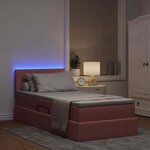 vidaXL Lit de rangement LED avec matelas Rose 90 x 190 cm Velours