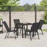 vidaXL Ensemble de salle à manger pour jardin 5 Pièces Noir