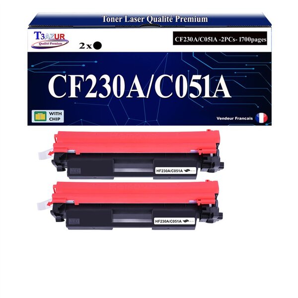 T3AZUR - 2x Toners compatibles avec Canon 051 pour Canon i-Sensys LBP-162dw  MF-264dw  MF-267dw  MF-269dw Noir - 1 700p