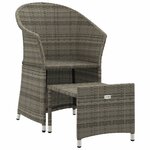 vidaXL Salon de jardin 2 Pièces avec coussins Gris Résine tressée