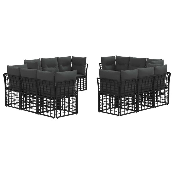 vidaXL Ensemble de canapés d'extérieur Noir Polyester
