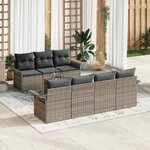 vidaXL Ensemble de canapé de jardin 8 Pièces Gris 55 x 55 x 37 cm
