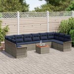 vidaXL Ensemble de canapé de jardin 11 Pièces Gris Poly rotin