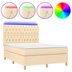 vidaXL Sommier à lattes de lit et matelas et LED Crème 140x190cm Tissu