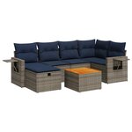 vidaXL Salon de jardin avec coussins 7 Pièces gris résine tressée