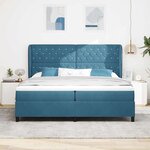 vidaXL Lit à ressorts avec matelas Bleu foncé 200 x 200 cm Velours