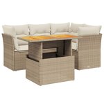 vidaXL Salon de jardin avec coussins 5 Pièces beige résine tressée