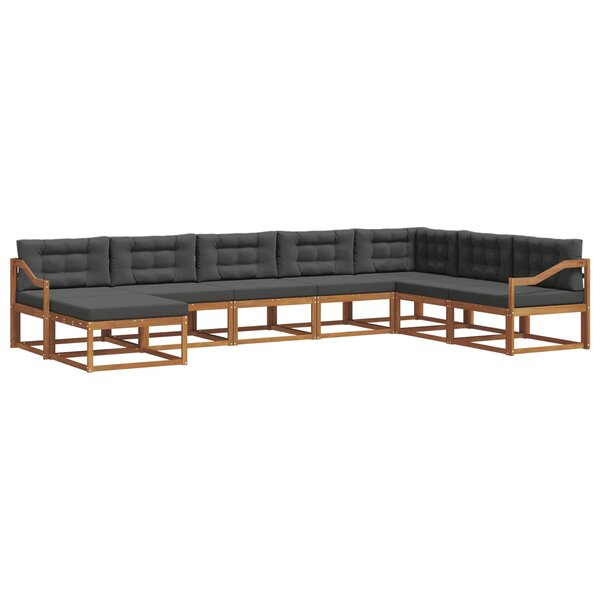 vidaXL Ensemble de canapés d'extérieur 8 Pièces Naturel et Anthracite