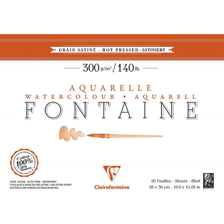 Bloc aquarelle fontaine grain satiné - 26x36cm - 300g - clairefontaine