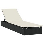 vidaXL Chaise longue avec toit rond noir 211x57x140 cm résine tressée