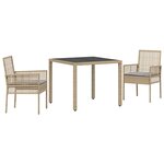 vidaXL Ensemble de salle à manger de jardin 3 pièces avec coussins en poly rotin beige
