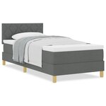 vidaXL Lit Box Spring avec matelas gris foncé 90x190 cm en tissu