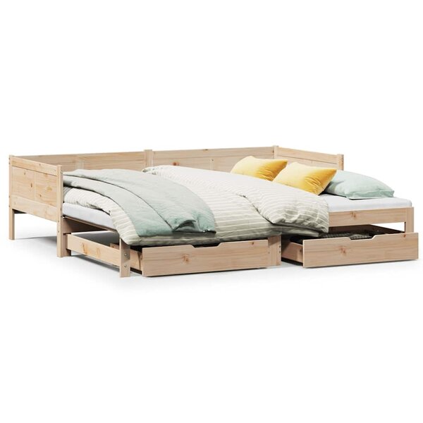 vidaXL Lit de jour avec gigogne et tiroirs sans matelas 80x200 cm