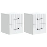 vidaXL Cabinet de chevet mural 2 Pièces Blanc 34 5 x 33 x 40 cm