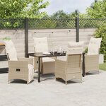 vidaXL Ensemble de salle à manger de jardin de 5 pièces avec coussins en Beige Poly Rattan