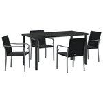 Ensemble de jardin 5 pièces avec coussins en rotin noir