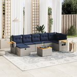 vidaXL Salon de jardin 8 Pièces avec coussins gris résine tressée