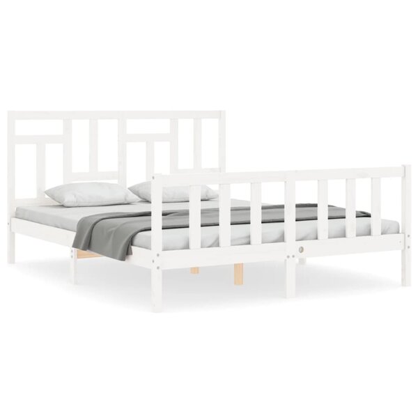 vidaXL Cadre de lit sans matelas blanc bois de pin massif