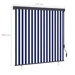 vidaXL Store roulant d'extérieur 170x250 cm Bleu et blanc