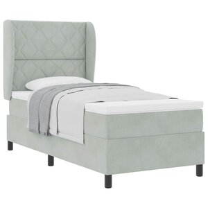 vidaXL Lit à ressorts avec matelas Gris clair 200 x 90 cm Polyester
