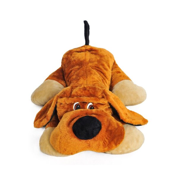 Grand chien en peluche allongé 110cm marron